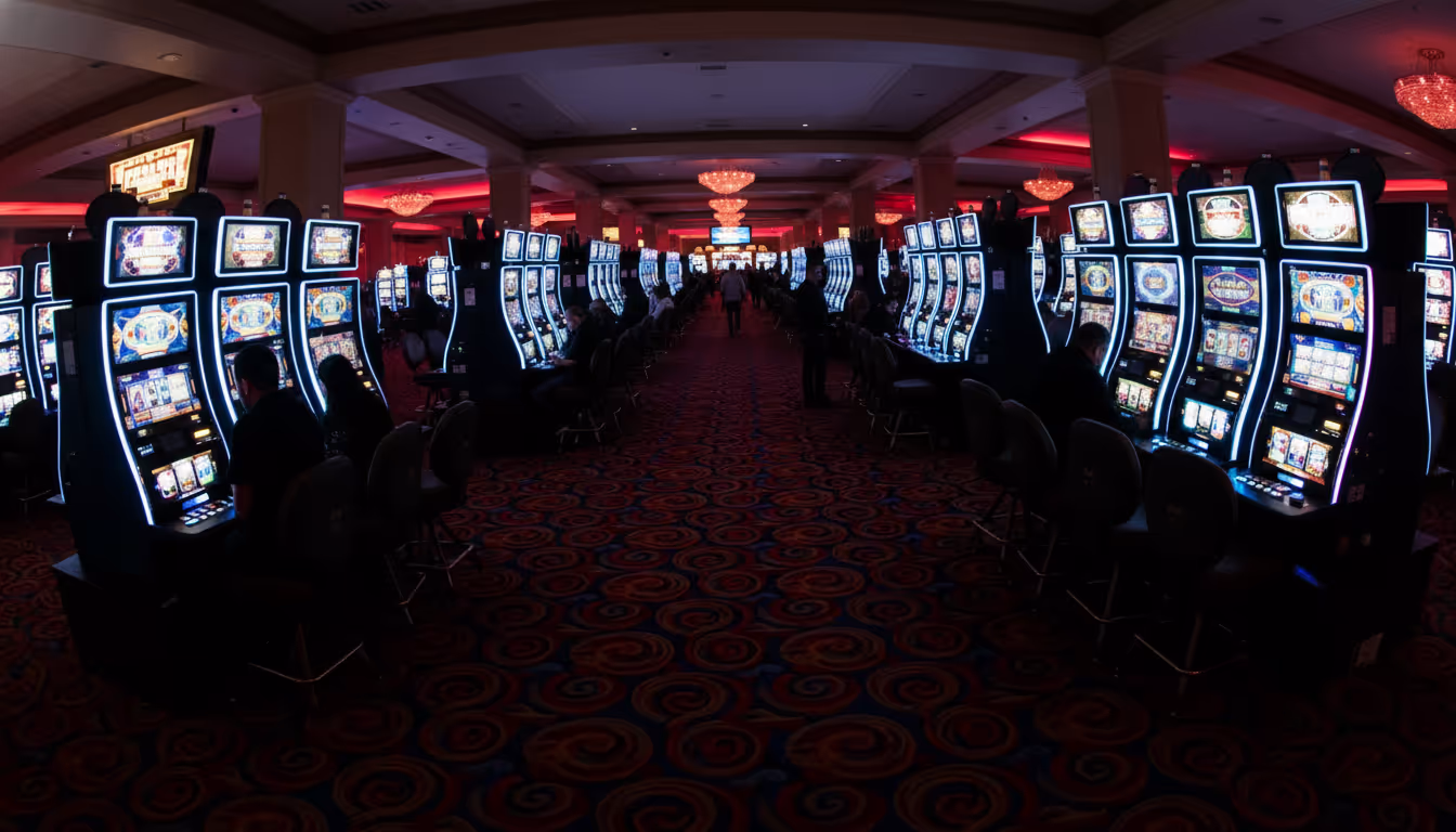 Dark casino interior with hypnotic lights and design tricks